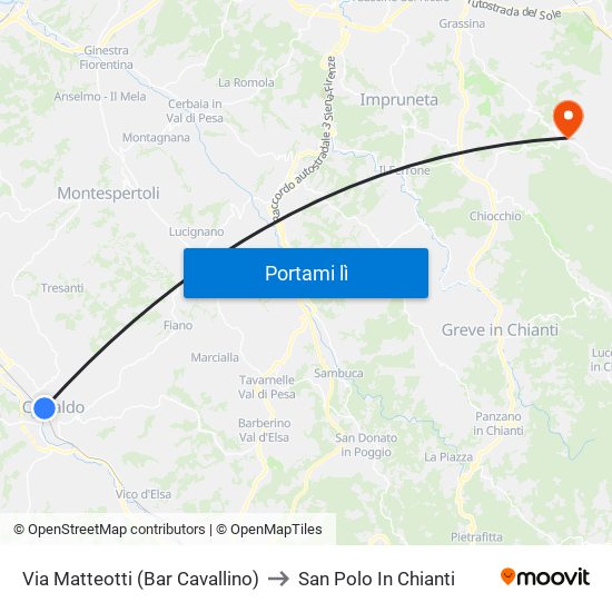 Via Matteotti (Bar Cavallino) to San Polo In Chianti map