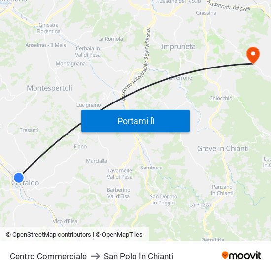 Centro Commerciale to San Polo In Chianti map