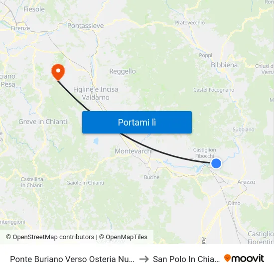 Ponte Buriano Verso Osteria Nuova to San Polo In Chianti map