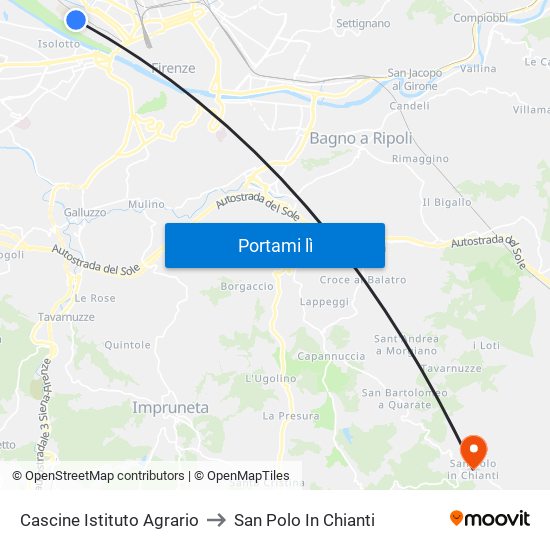 Cascine Istituto Agrario to San Polo In Chianti map