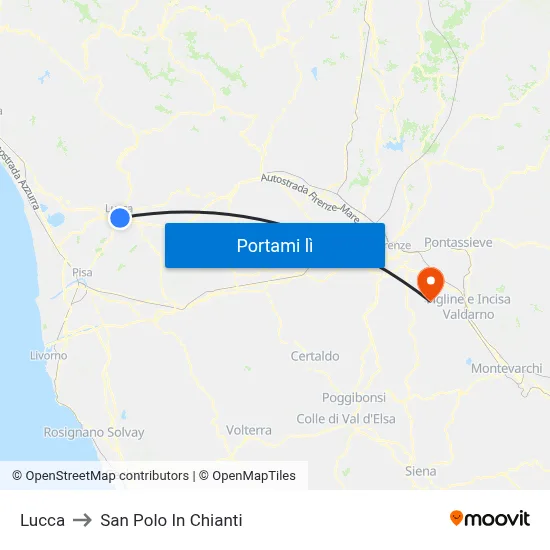 Lucca to San Polo In Chianti map