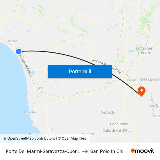 Forte Dei Marmi-Seravezza-Querceta to San Polo In Chianti map