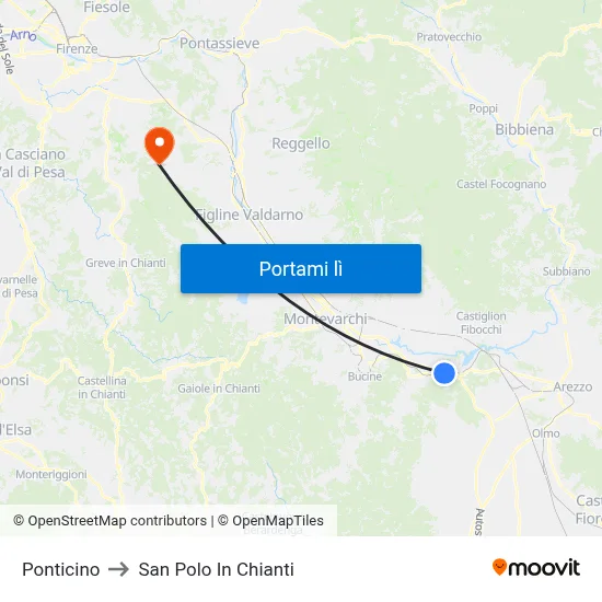 Ponticino to San Polo In Chianti map