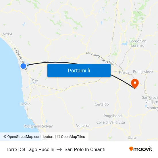 Torre Del Lago Puccini to San Polo In Chianti map