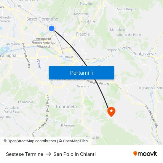 Sestese Termine to San Polo In Chianti map