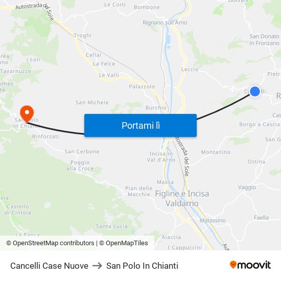 Cancelli Case Nuove to San Polo In Chianti map