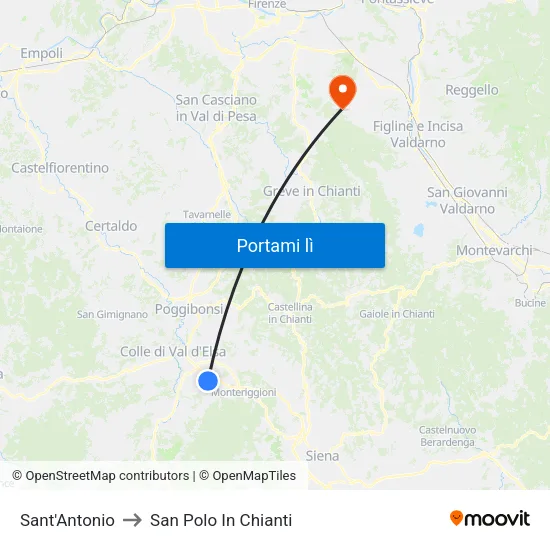 Sant'Antonio to San Polo In Chianti map