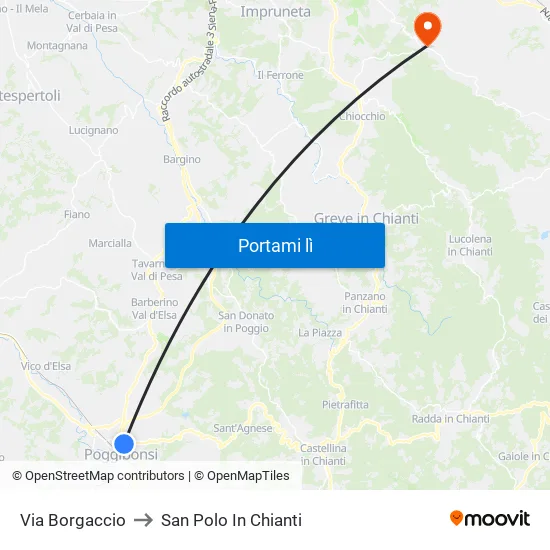 Via Borgaccio to San Polo In Chianti map