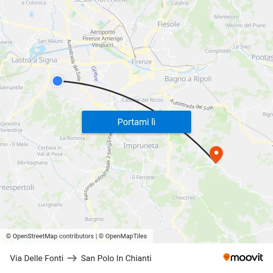 Via Delle Fonti to San Polo In Chianti map