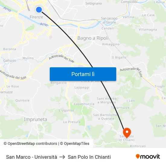 San Marco - Università to San Polo In Chianti map