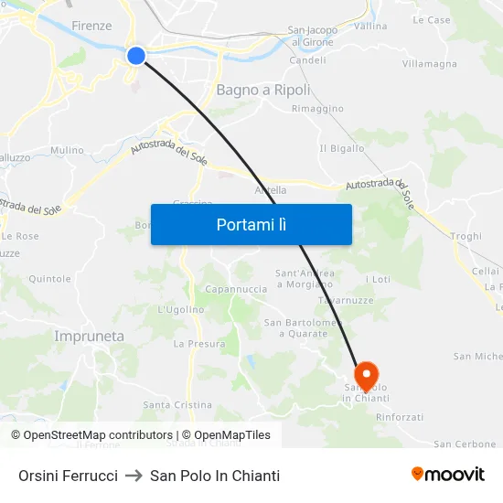 Orsini Ferrucci to San Polo In Chianti map
