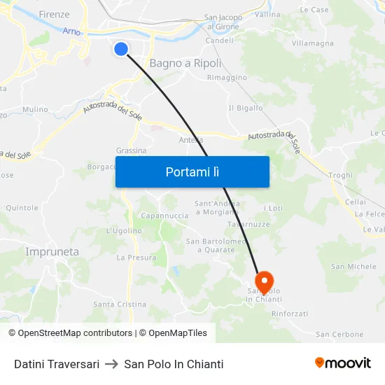 Datini Traversari to San Polo In Chianti map