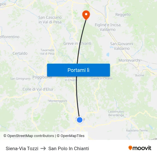Siena-Via Tozzi to San Polo In Chianti map