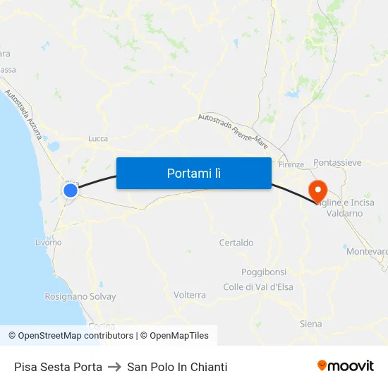 Pisa Sesta Porta to San Polo In Chianti map