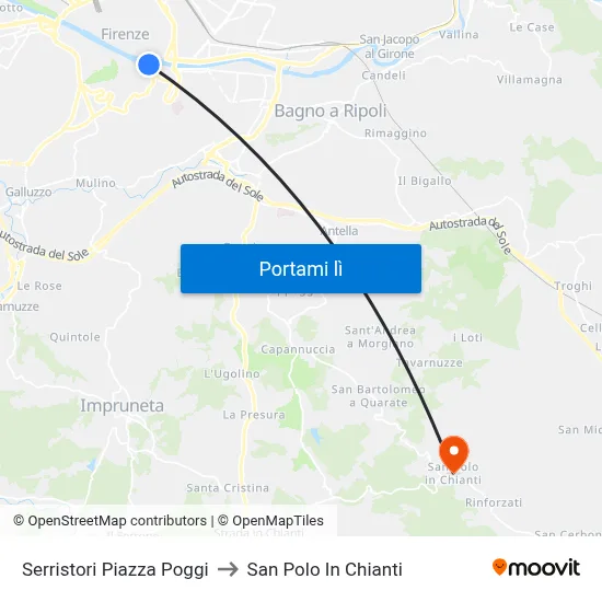 Serristori Piazza Poggi to San Polo In Chianti map