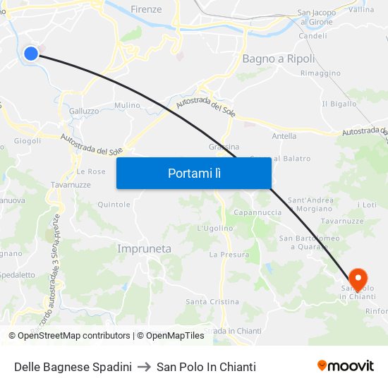Delle Bagnese 02 to San Polo In Chianti map