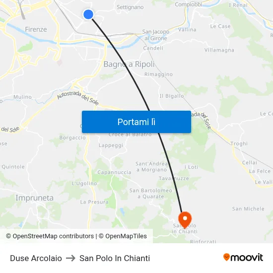 Duse Arcolaio to San Polo In Chianti map