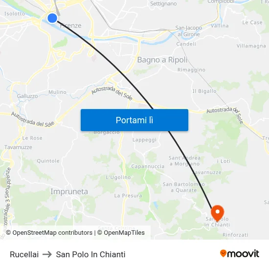Rucellai to San Polo In Chianti map