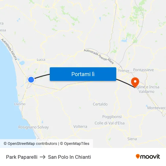 Park Paparelli to San Polo In Chianti map