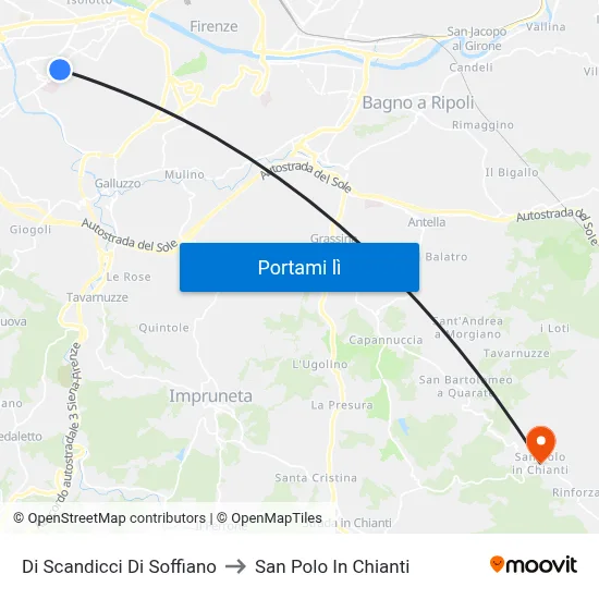 Di Scandicci Di Soffiano to San Polo In Chianti map