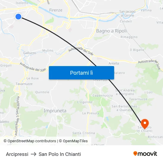 Arcipressi to San Polo In Chianti map