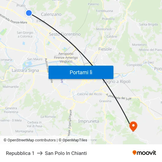 Repubblica 1 to San Polo In Chianti map