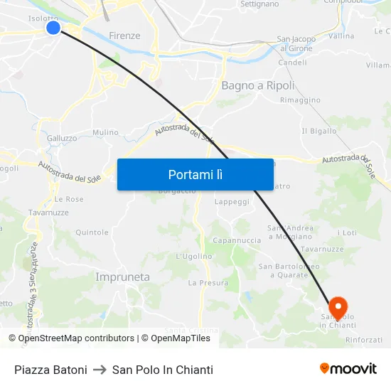 Piazza Batoni to San Polo In Chianti map