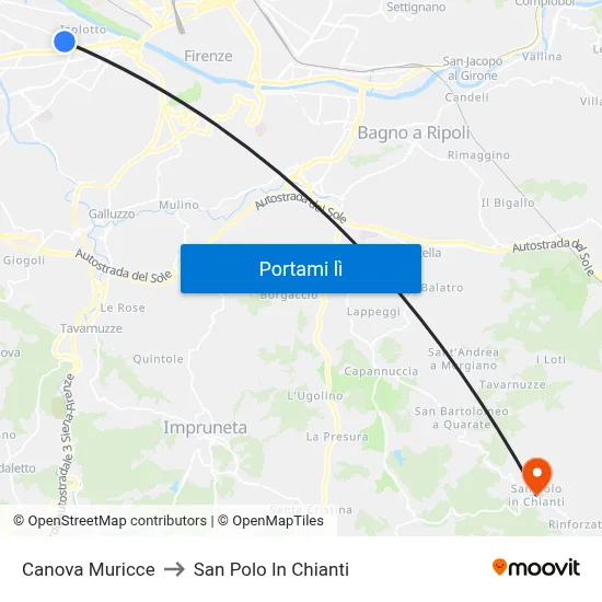 Canova Muricce to San Polo In Chianti map