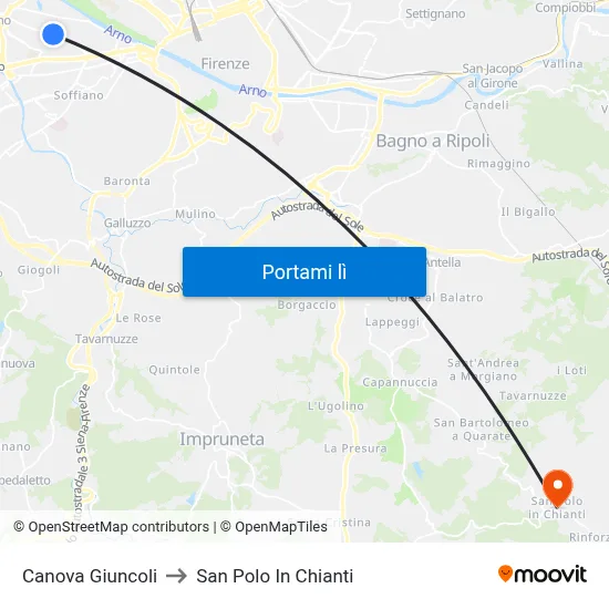 Canova Giuncoli to San Polo In Chianti map