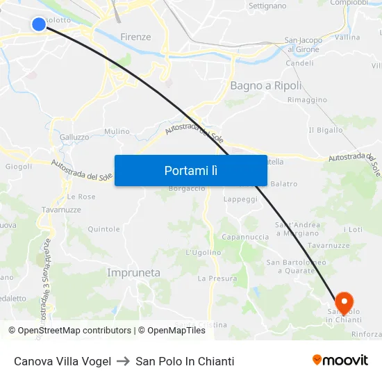 Canova Villa Vogel to San Polo In Chianti map