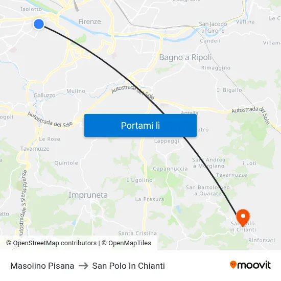 Masolino Pisana to San Polo In Chianti map