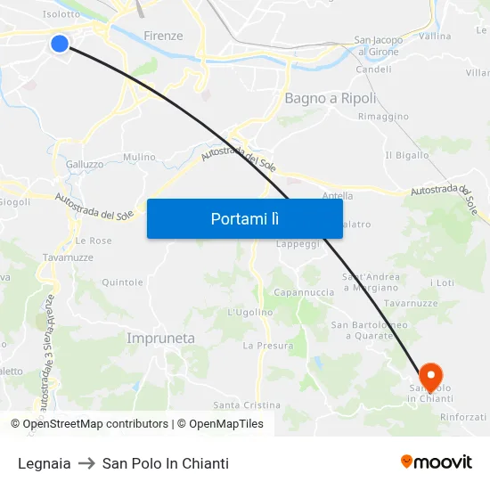 Legnaia to San Polo In Chianti map