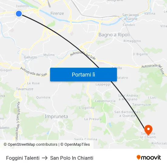 Foggini Talenti to San Polo In Chianti map