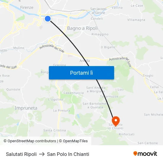 Salutati Ripoli to San Polo In Chianti map