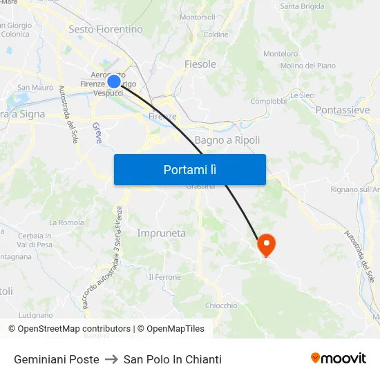 Geminiani Poste to San Polo In Chianti map