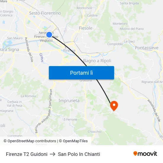Firenze T2 Guidoni to San Polo In Chianti map