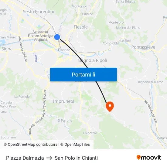 Piazza Dalmazia to San Polo In Chianti map