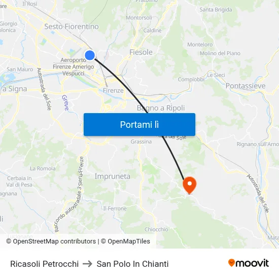 Ricasoli Petrocchi to San Polo In Chianti map