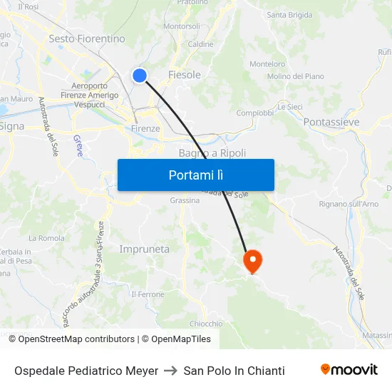 Ospedale Pediatrico Meyer to San Polo In Chianti map