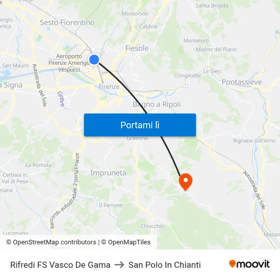 Rifredi FS Vasco De Gama to San Polo In Chianti map