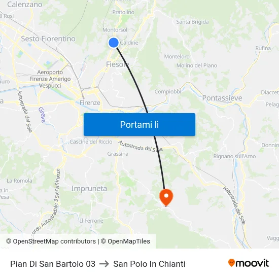 Pian Di San Bartolo 03 to San Polo In Chianti map