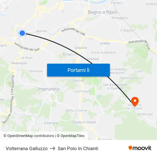 Volterrana Galluzzo to San Polo In Chianti map