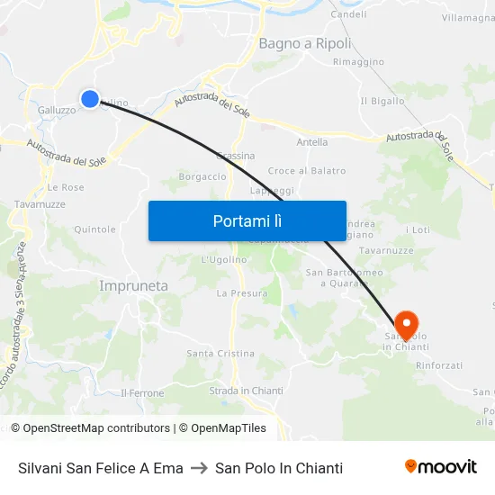 Silvani San Felice A Ema to San Polo In Chianti map