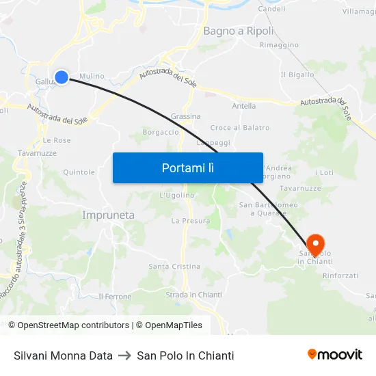 Silvani Monna Data to San Polo In Chianti map