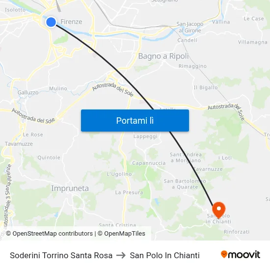 Soderini Torrino Santa Rosa to San Polo In Chianti map