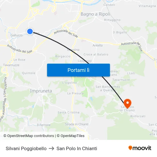 Silvani Poggiobello to San Polo In Chianti map
