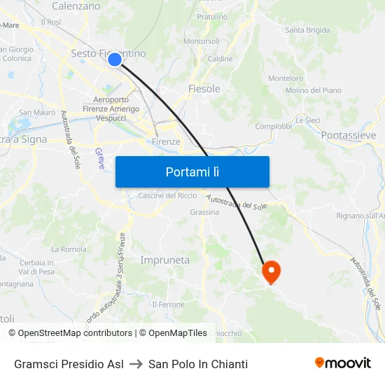 Gramsci Presidio Asl to San Polo In Chianti map