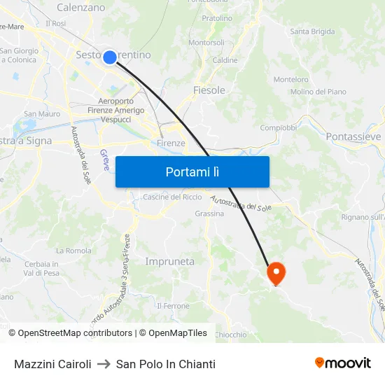 Mazzini Cairoli to San Polo In Chianti map
