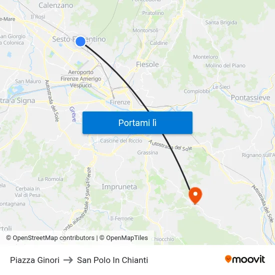 Piazza Ginori to San Polo In Chianti map
