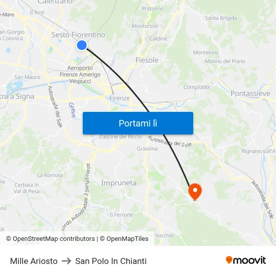 Mille Ariosto to San Polo In Chianti map